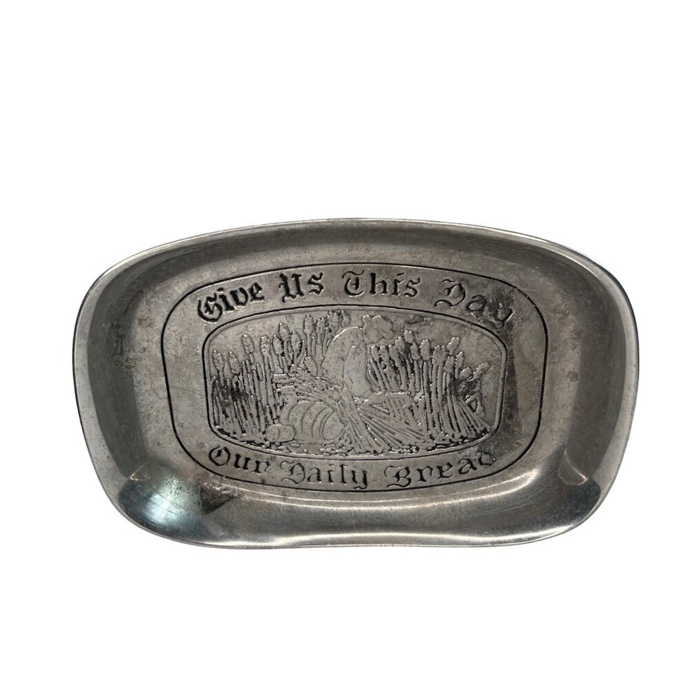 Wilton Armetale Biblical Scripture Pewter Tray Rectangular Metal Dish #232024